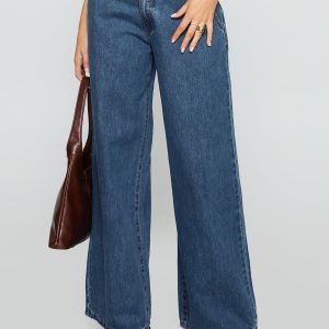 Hyde Low Rise Wide Leg Jeans Mid Blue