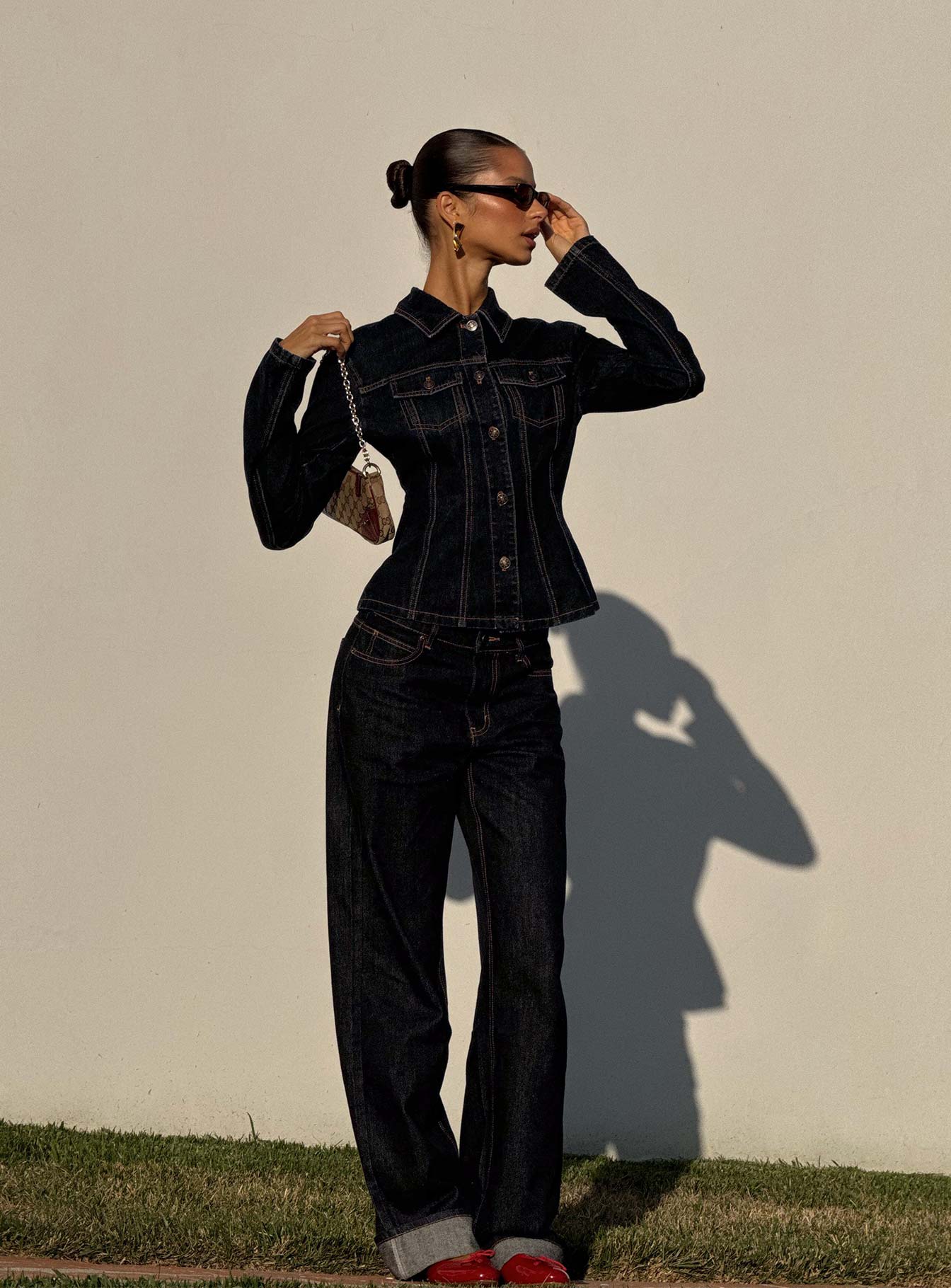 Top Model Low Rise Straight Leg Cuffed Jean Dark Denim - Image 9