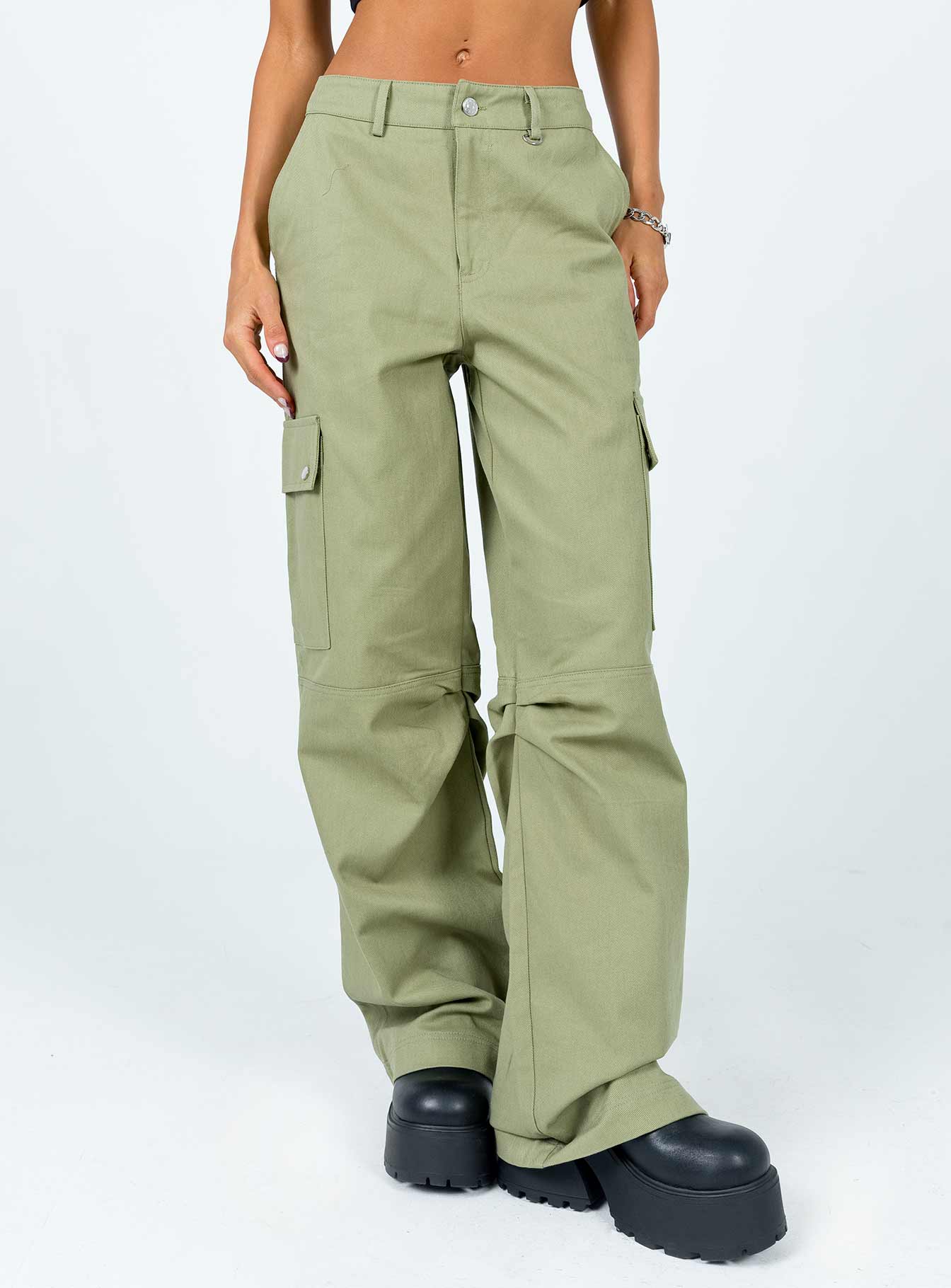 Fallout Mid Rise Cargo Pants Green - Image 7