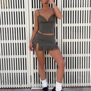 Ferran Mini Skirt Grey Pinstripe