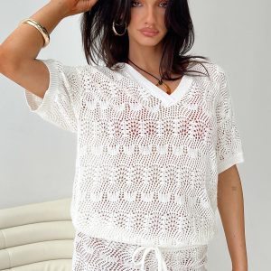 Vacation Knit Top White