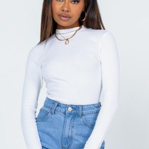 Maleny Long Sleeve Bodysuit White