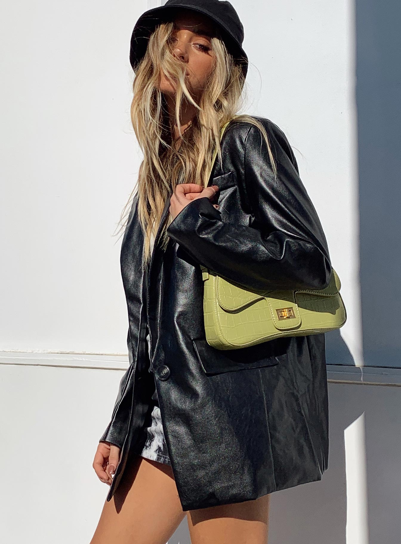 Jocelyn Faux Leather Blazer Black - Image 12