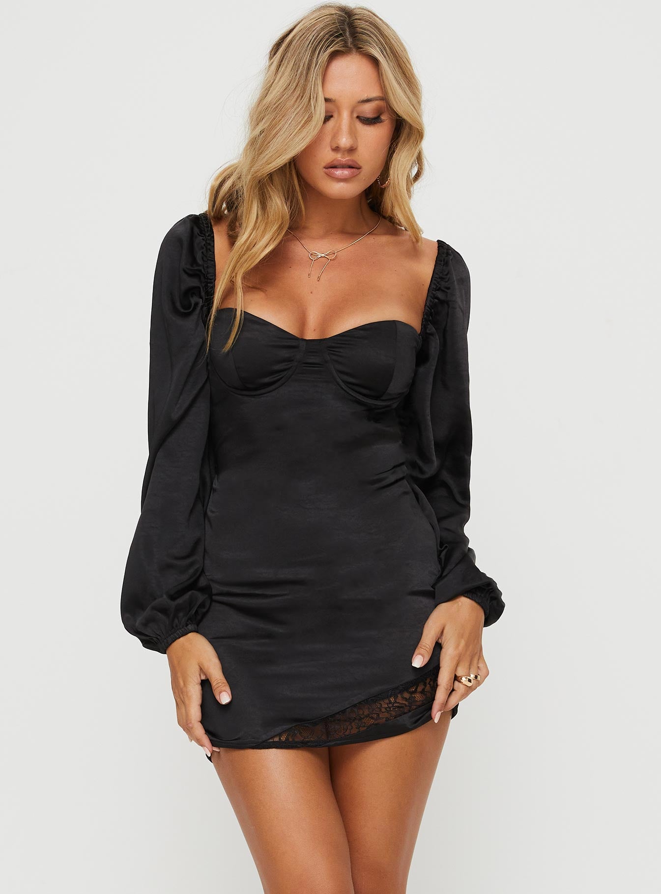 Kato Long Sleeve Mini Dress Black - Image 2