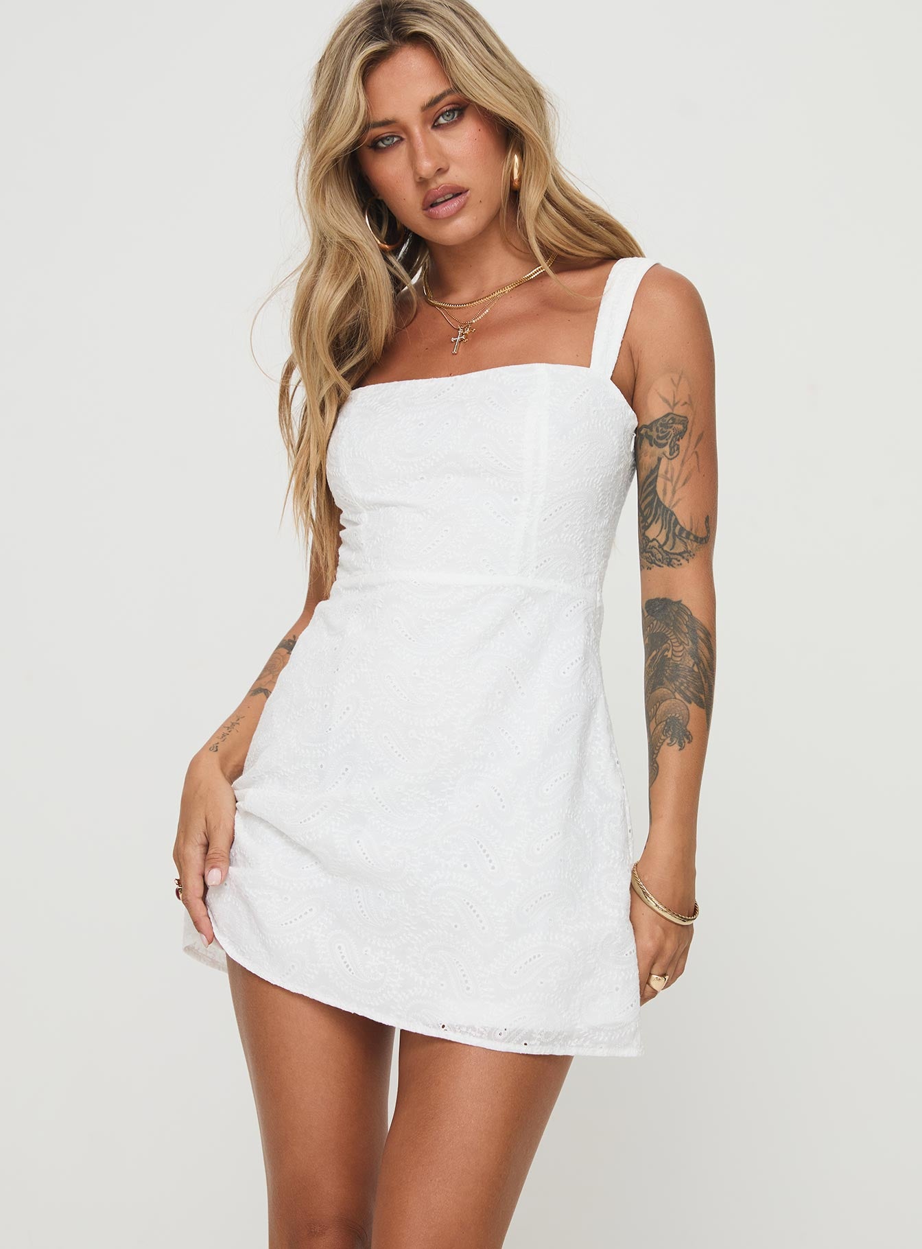 Elestren Mini Dress White - Image 2