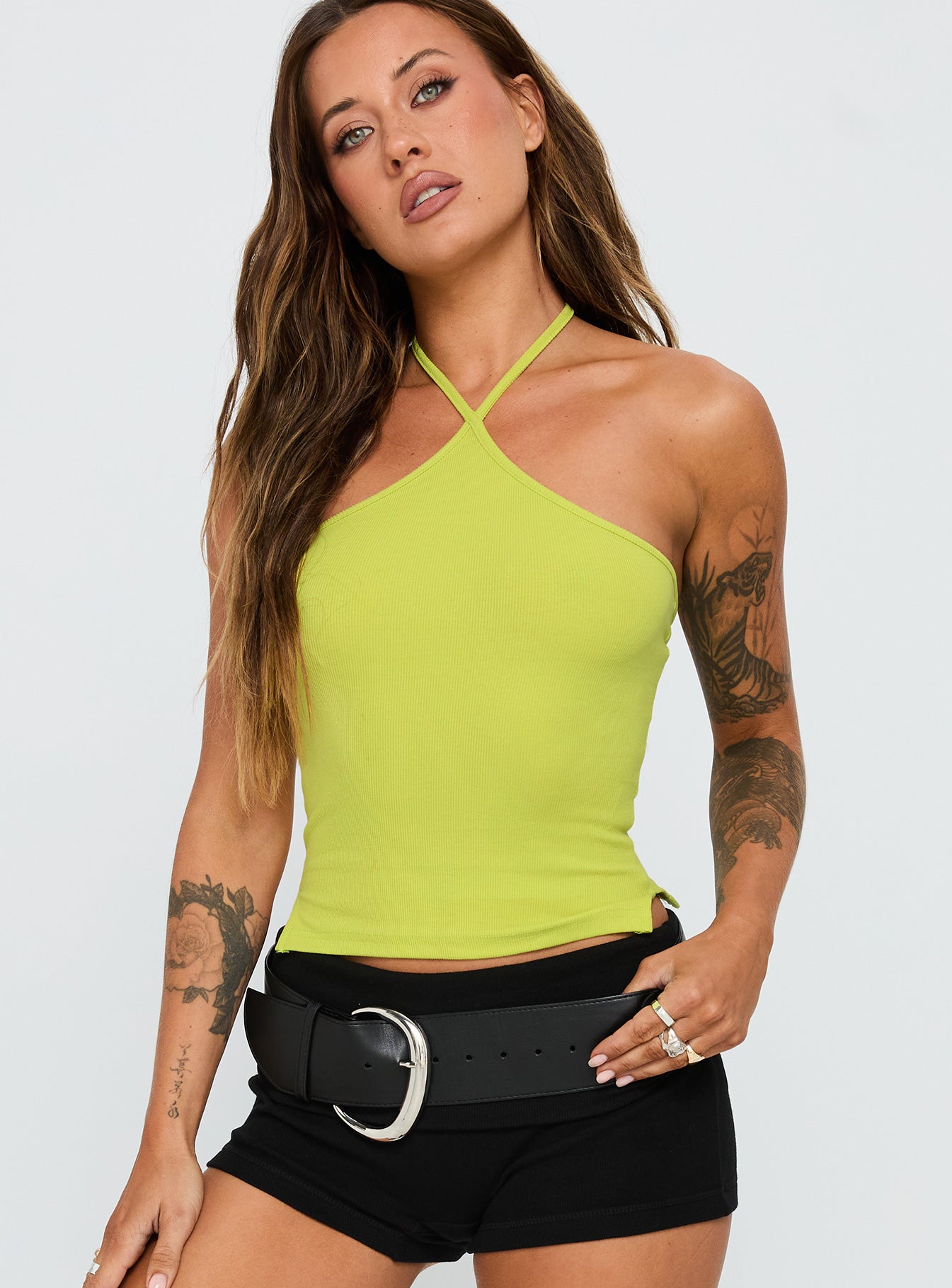 Baseline Halter Rib Top Green - Image 2