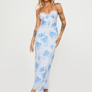 Hamri Maxi Dress White / Blue Floral