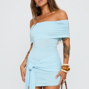 Island Girl Tie Skirt Mini Dress Light Blue