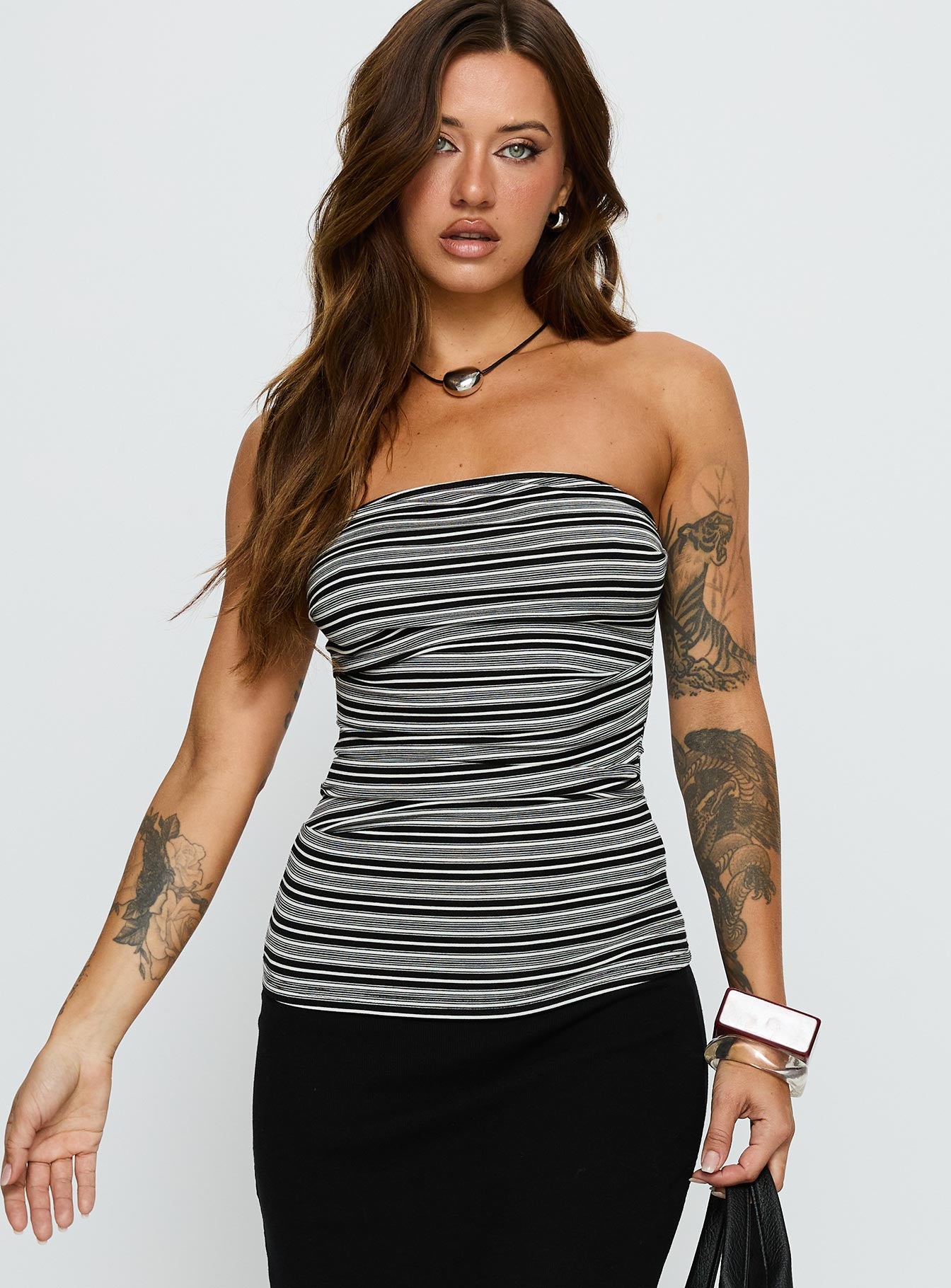 Bethanny Strapless Top Black Stripe - Image 2