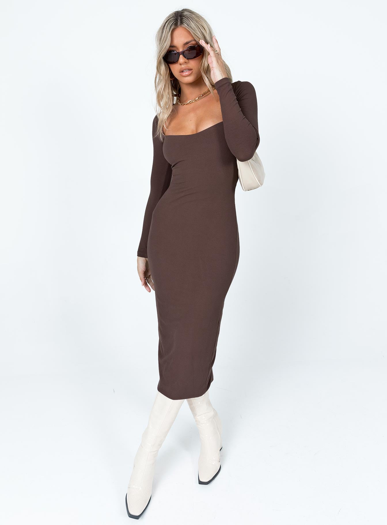 Nolan Midi Dress Brown - Image 2