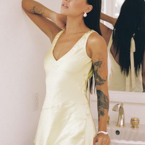 Kingslie Low Back Mini Dress Baby Yellow Tall