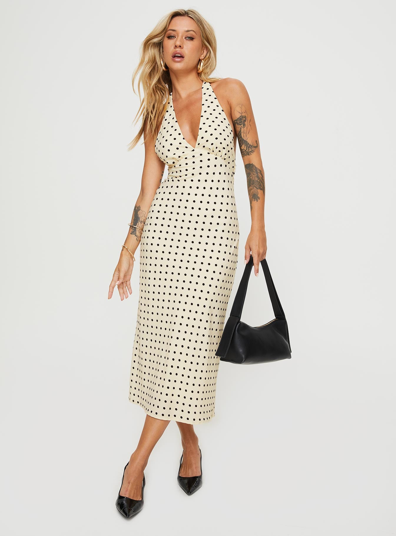 Kimbelle Halter Maxi Dress Cream / Polka Dot - Image 2