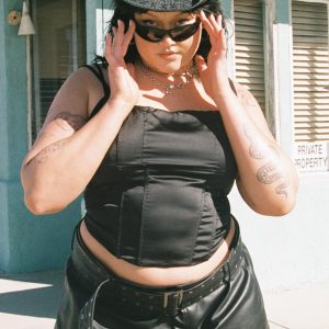 Zora Satin Corset Top Black Curve