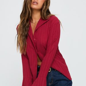 Beatris Long Sleeve Top Red