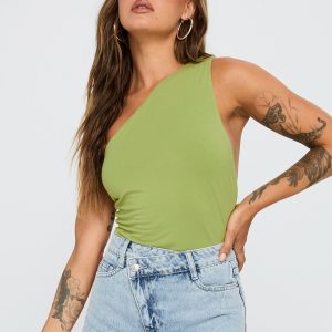Ferrera One Shoulder Bodysuit Green