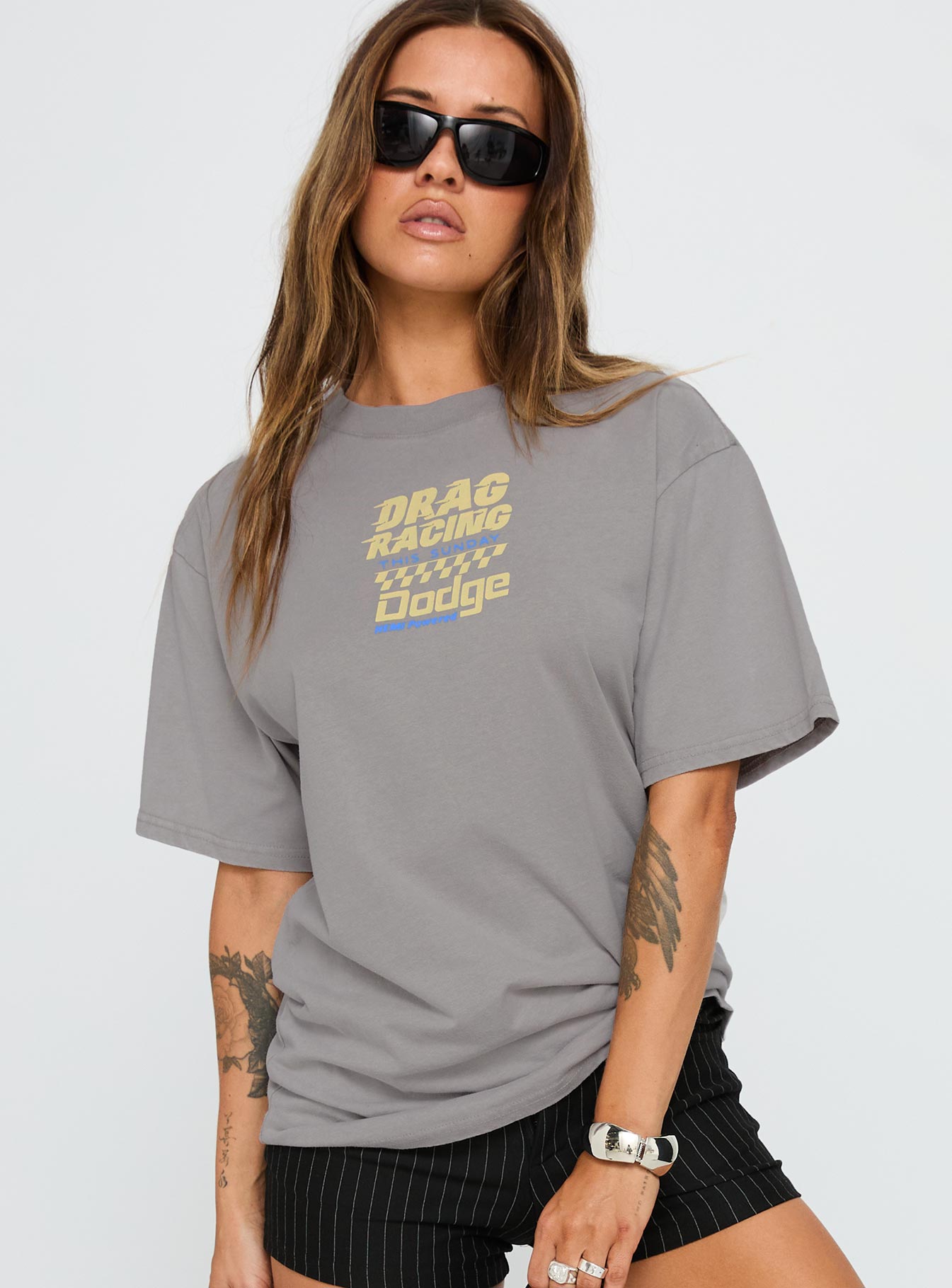 Dodge Racer Oversized Graphic Tee Grey - Image 2