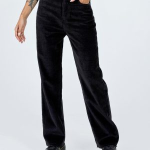 Kalinda High Rise Straight Leg Jeans Black Cord
