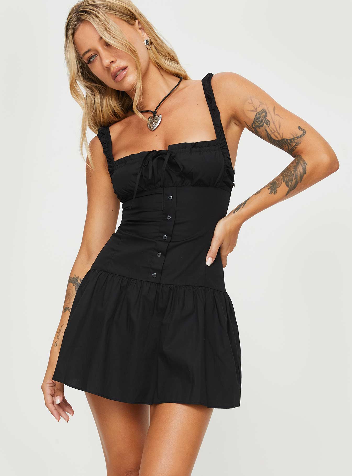 Heart Shaped Mini Dress Black - Image 4