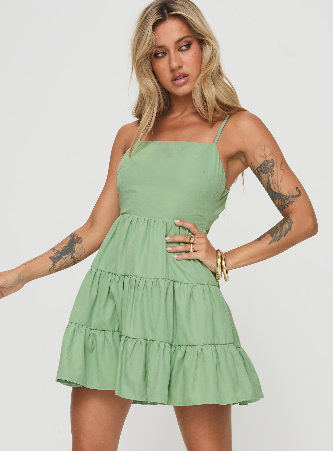 Summer Break Mini Dress Sage - Image 2