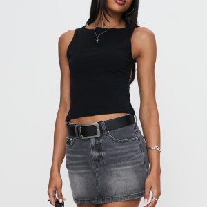 Paulette Denim Mini Skirt Grey Wash