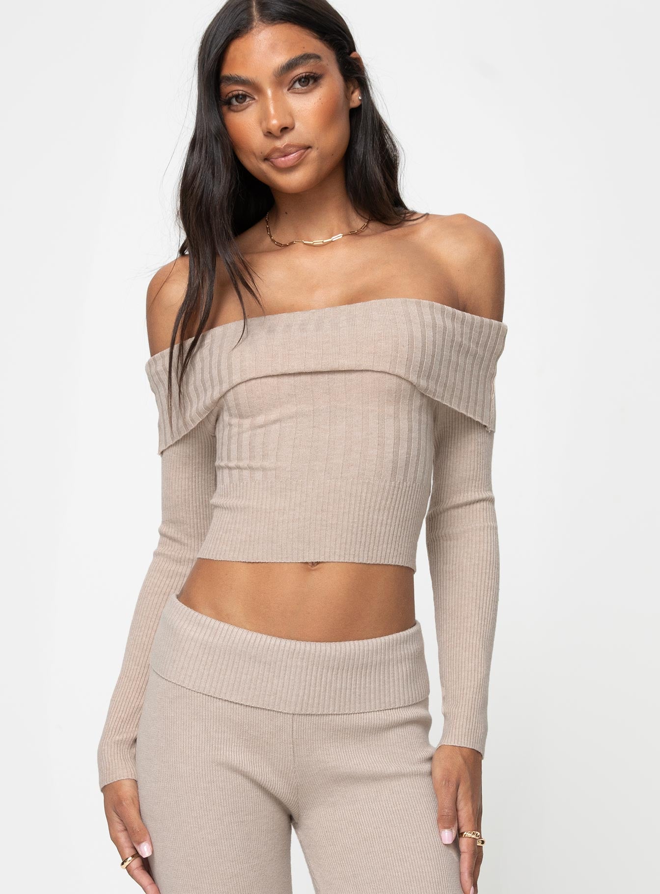 Tagula Off The Shoulder Top Beige - Image 3