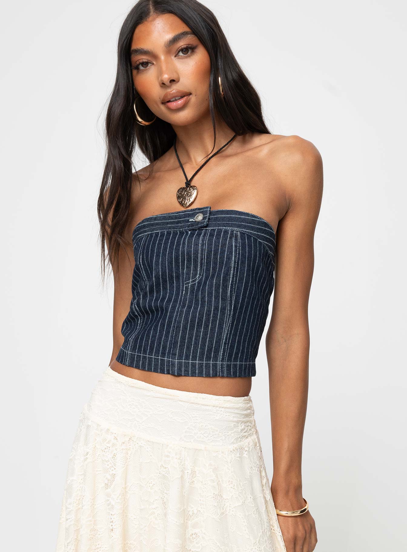 Grier Strapless Denim Top Indigo - Image 2