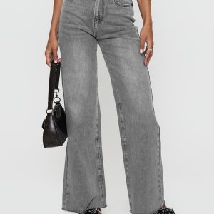 Henesey High Rise Straight Leg Jeans Washed Grey