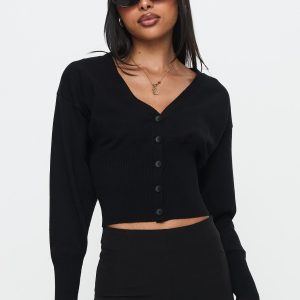 Wistfully Knit Cardigan Black