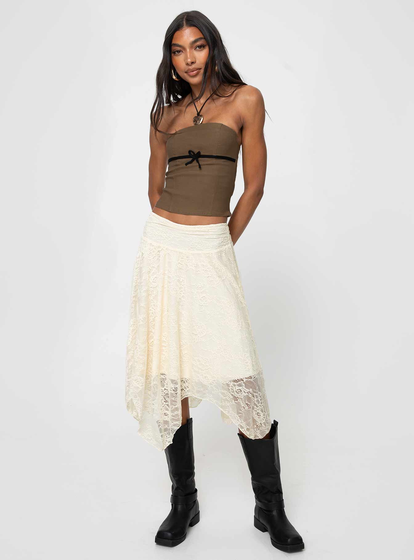 Enslee Midi Skirt Cream - Image 2