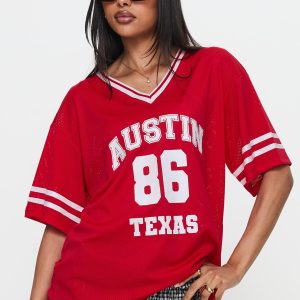 Austin Texas Sports Jersey Top Red