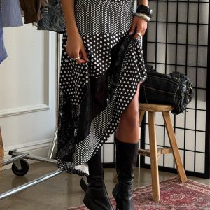 Midnight Memories Asymmetrical Midi Skirt Black Multi