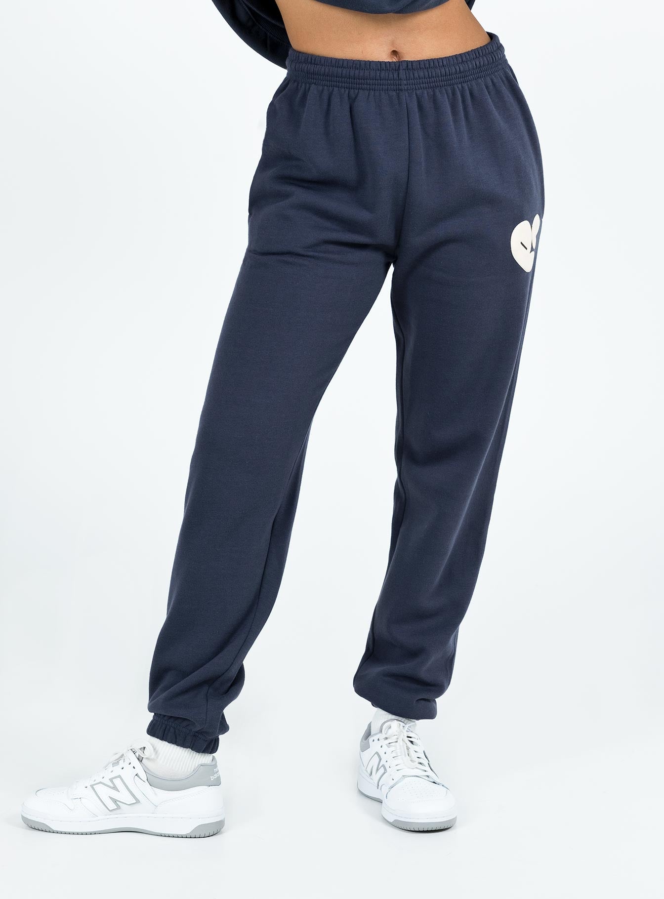 Princess Polly Track Pants Bubble Text Slate / Eggshell - Image 2