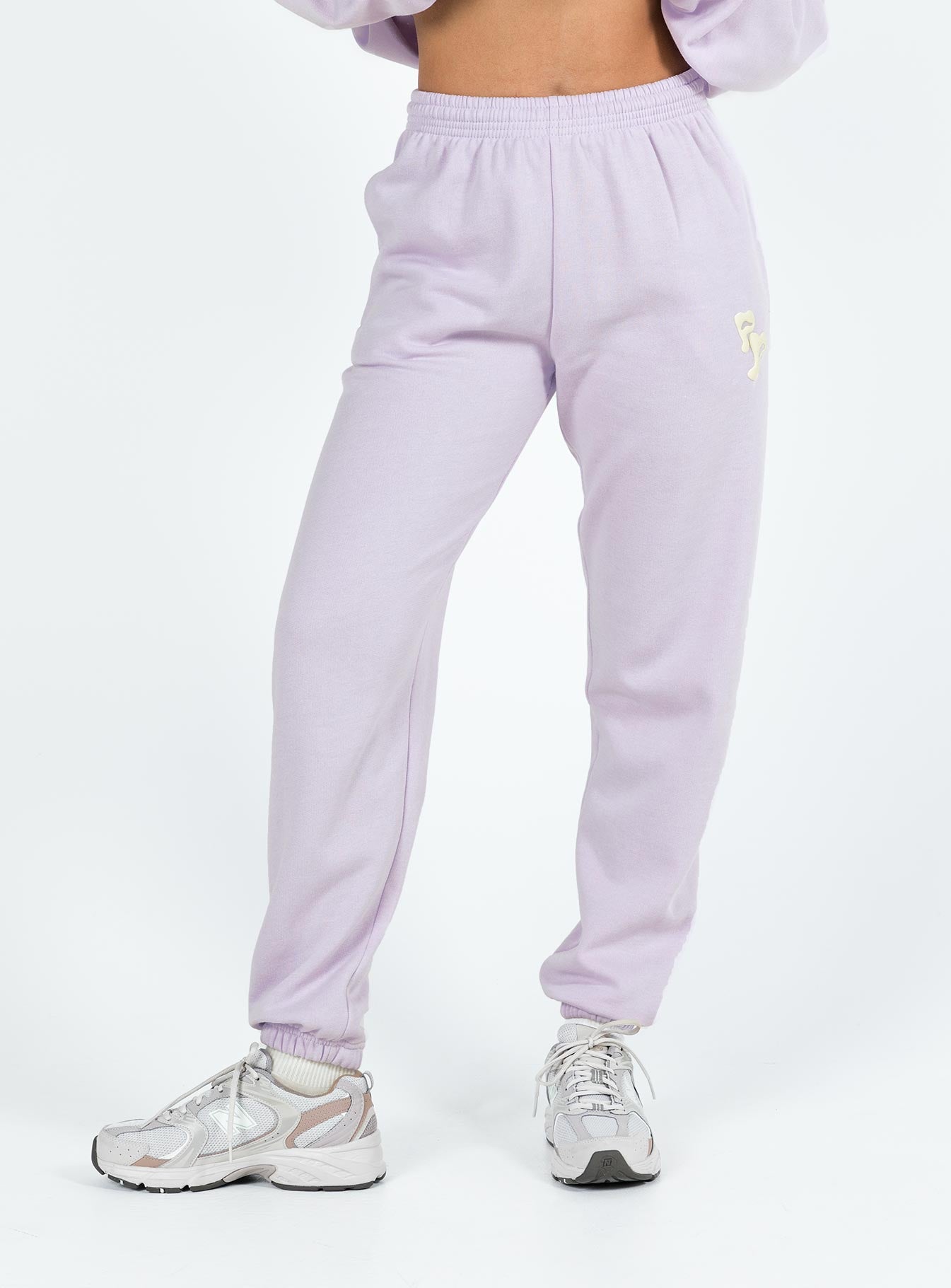 Princess Polly Track Pants Squiggle Text Dusty Mauve / Eggshell - Image 2