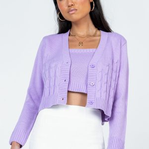 Donita Cardigan Set Purple