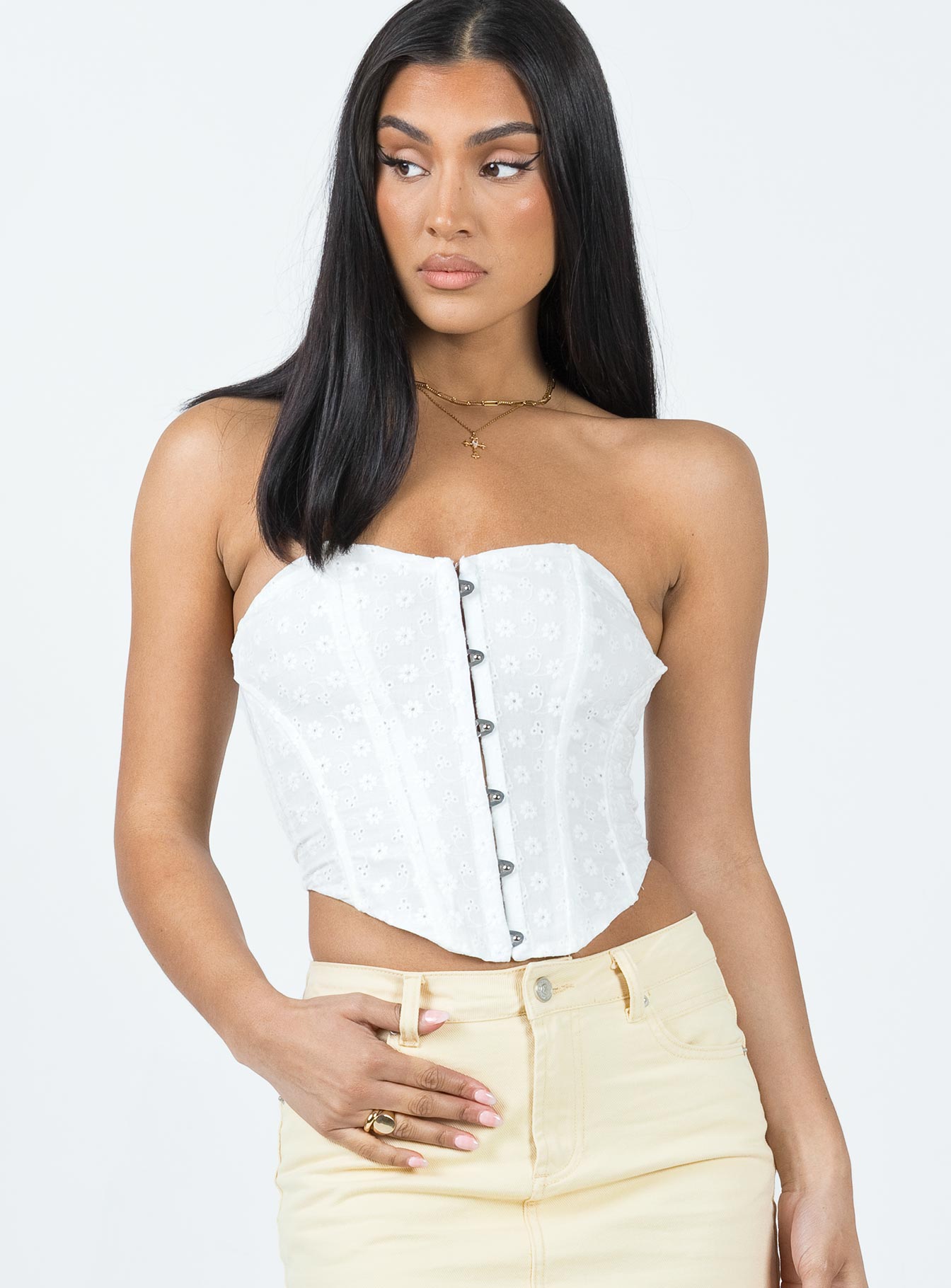 In the Moment Strapless Top White Broderie - Image 2