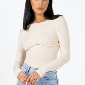 Swenson Long Sleeve Bodysuit Beige