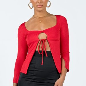Corabelle Tie Up Top Red