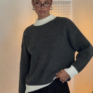 Broken Hearts Club Knit Sweater Grey