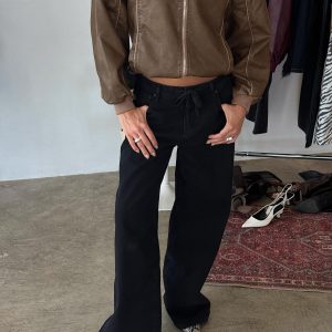 Mellowed Out Low Rise Straight Leg Jeans Washed Black