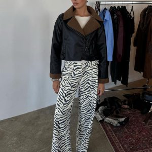 Paltrow Mid Rise Wide Leg Cargo Jeans Zebra