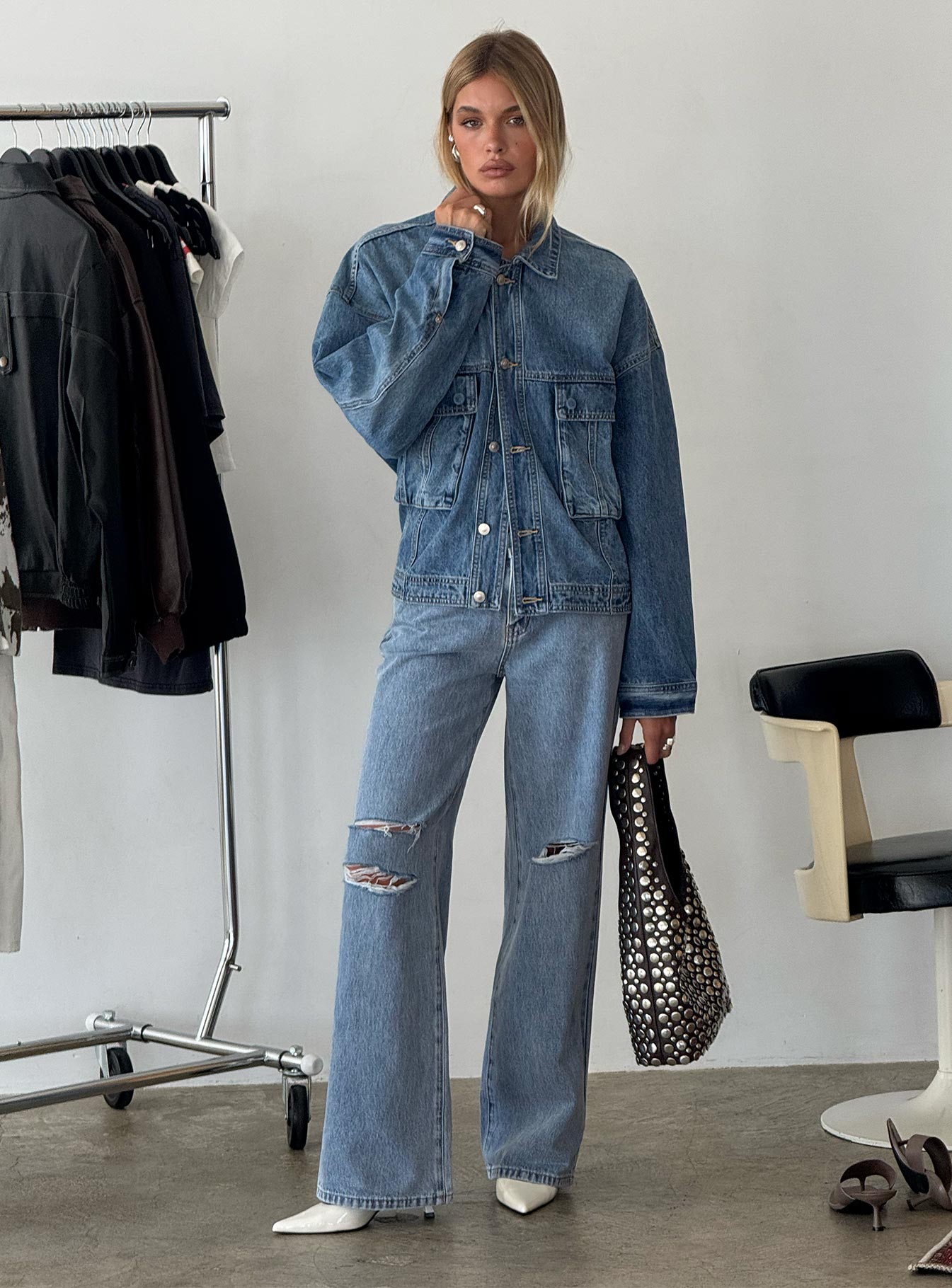 Kadison Low Rise Straight Leg Jeans Mid Wash Blue - Image 9