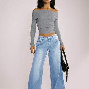 Pearlisle Low Rise Baggy Jeans Light Wash