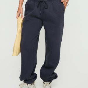 Caspa Dream Fleece Oversized Ankle Cuff Jogger Navy