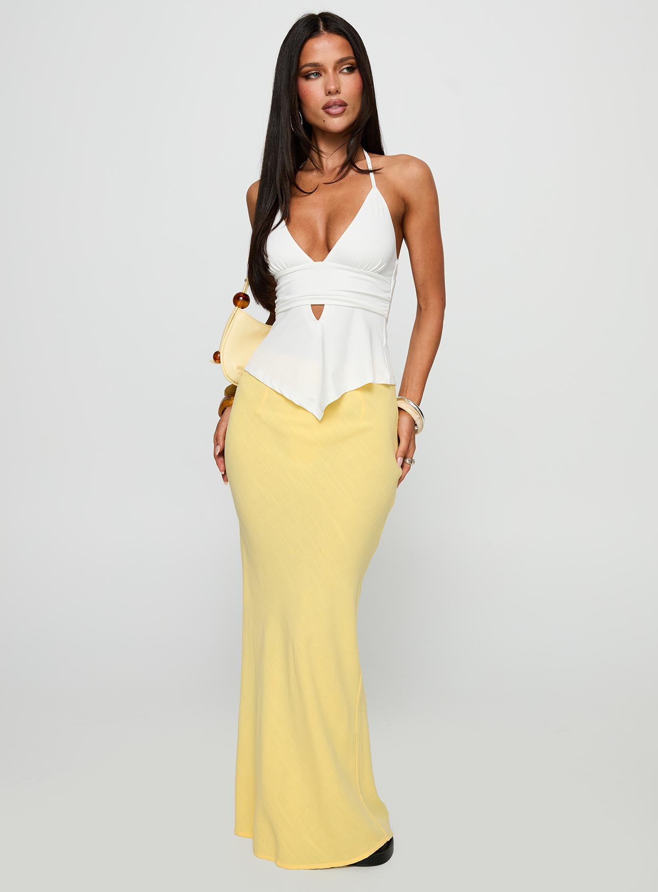 Jodie Maxi Skirt Lemon Yellow - Image 2