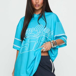 New Yorker 58 Oversized Graphic Jersey Tee Blue