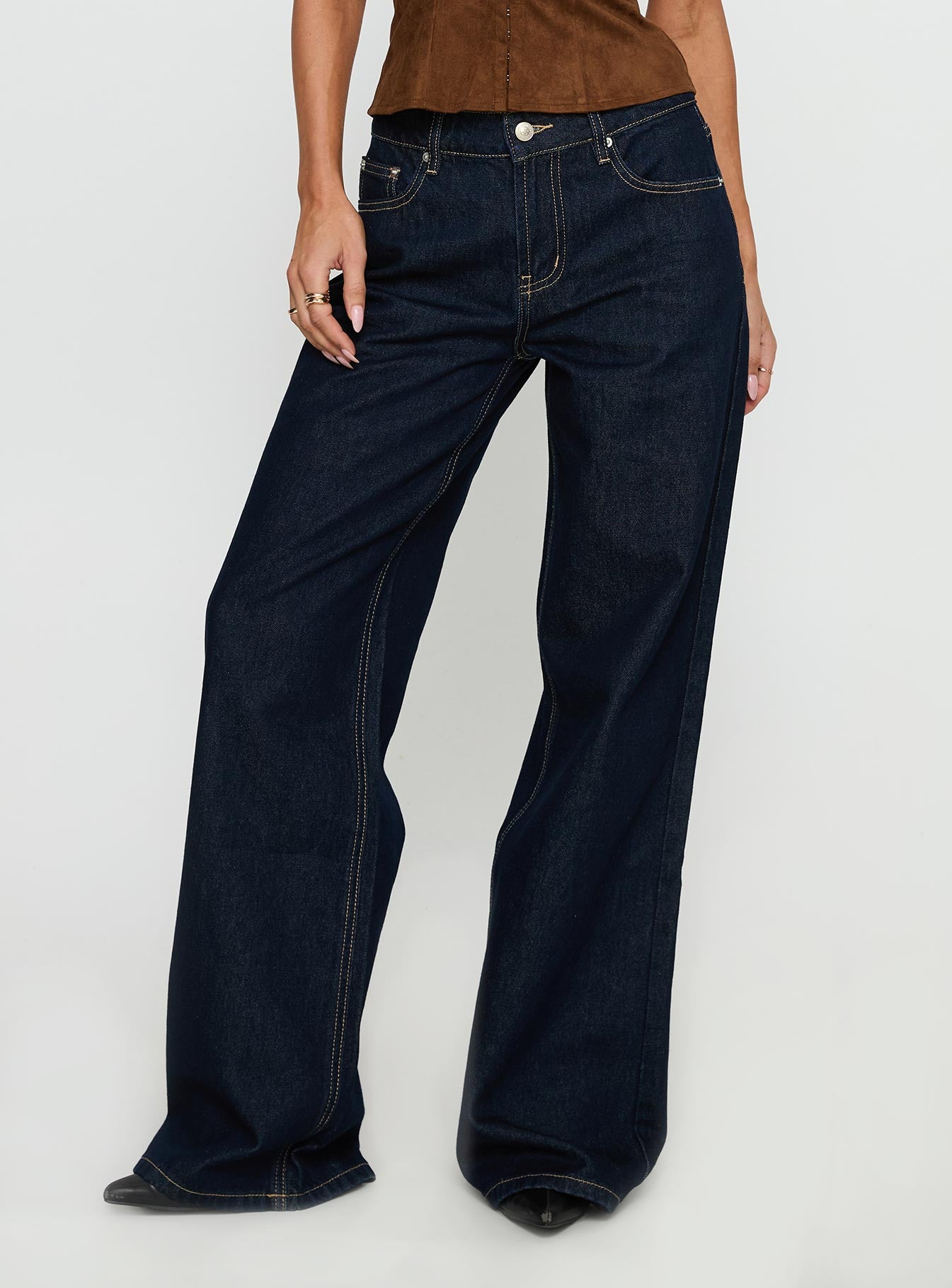 Favourite Reference Mid Rise Straight Leg Jeans Dark Indigo - Image 2