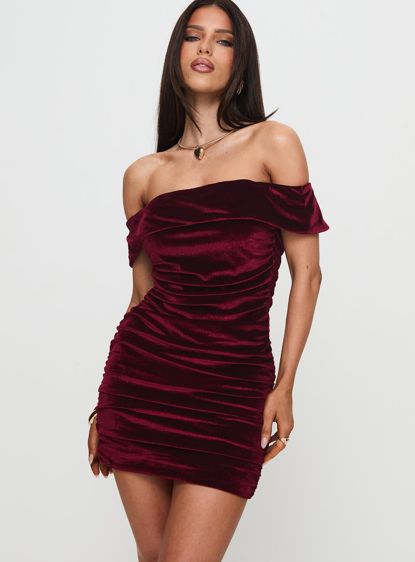 Regency Strapless Velvet Mini Dress Burgundy - Image 2