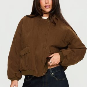 Stick Season Quilted Jacket Brown