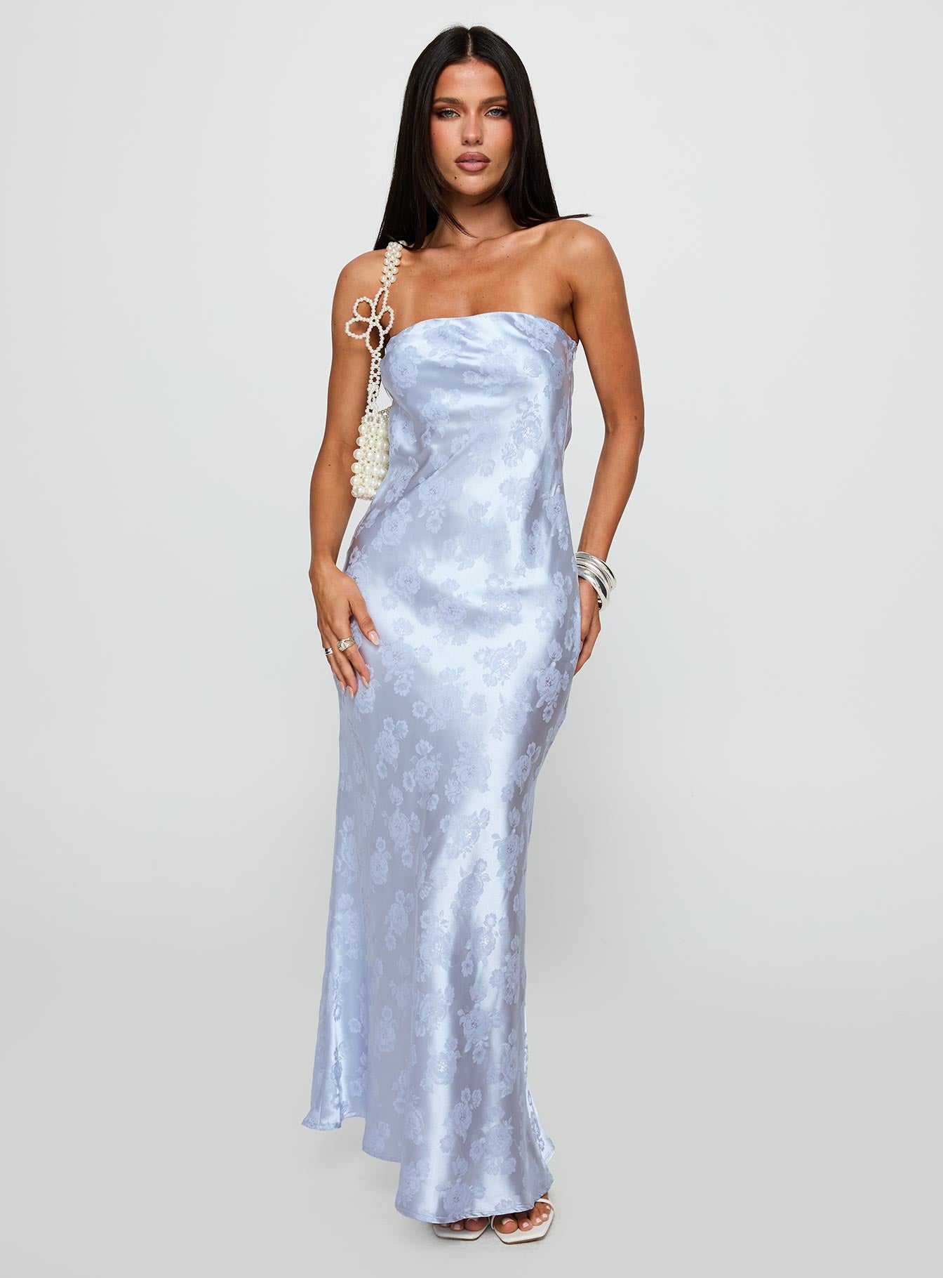 Haley Maxi Dress Blue Jacquard - Image 2