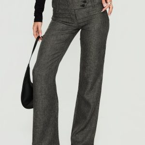 Karola Asymmetrical Buckle Pants Grey